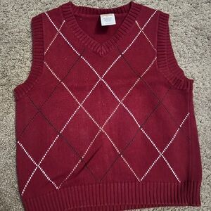 Gymboree boys V-Neck Argyle Sweater Vest - Burgundy